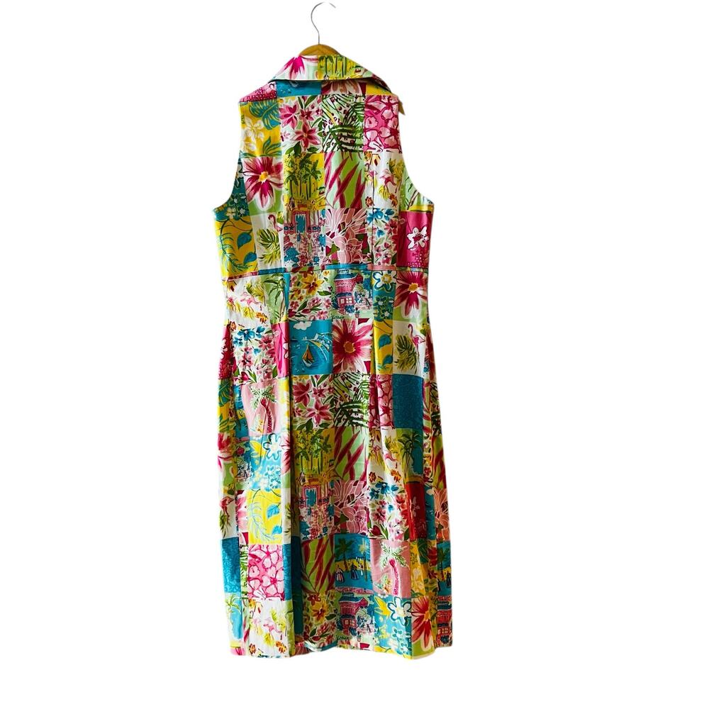 Sharon Young Multicolor Patchwork Floral Print Sleeveless Dress Size 4 - Picture 2 of 8